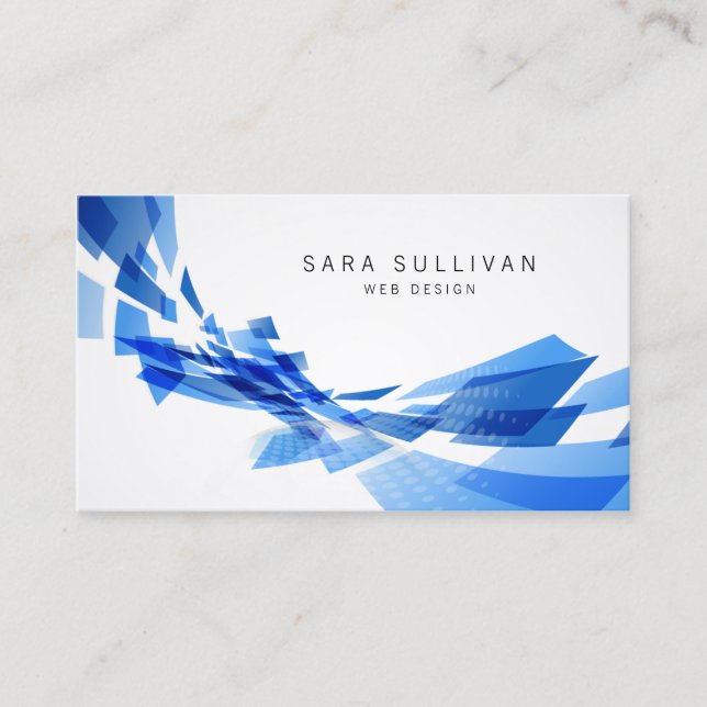Abstract Blue Shapes Web Design Business Card (Front)