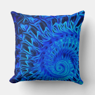 Abstract Blue Shell Design - Throw Pillow