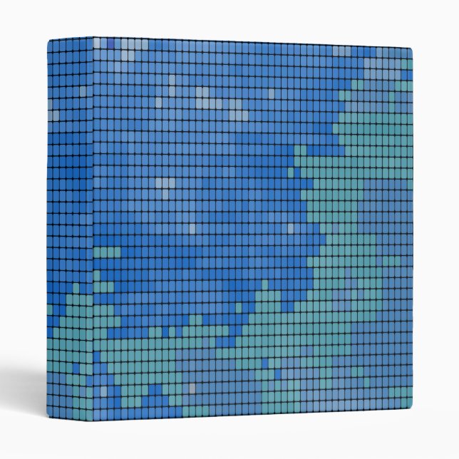 Abstract Blue Square Pattern Binder (Front/Spine)