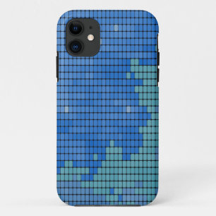 Abstract Blue Square Pattern iPhone 11 Case