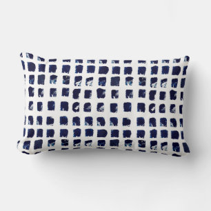 Abstract Blue Square Pattern Painting Throw Pillo Lumbar Pillow