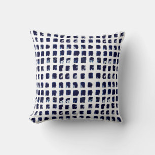 Abstract Blue Square Pattern Painting Throw Pillow