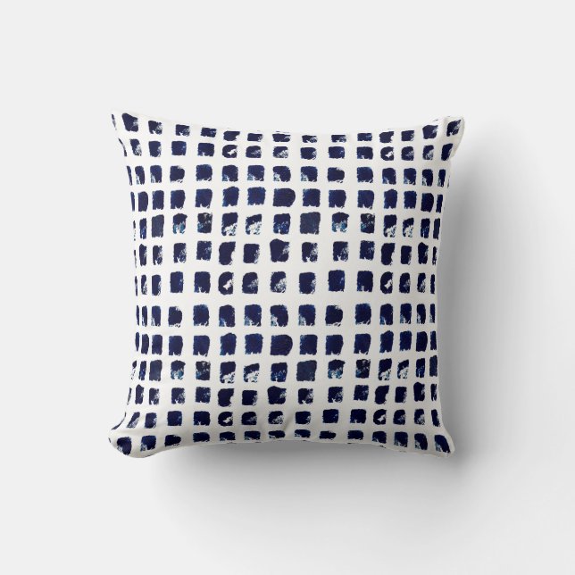 Abstract Blue Square Pattern Painting  Throw Pillow (Front)