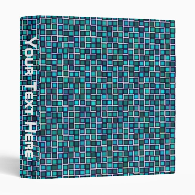 Abstract Blue Squares Pattern Binder (Front/Spine)