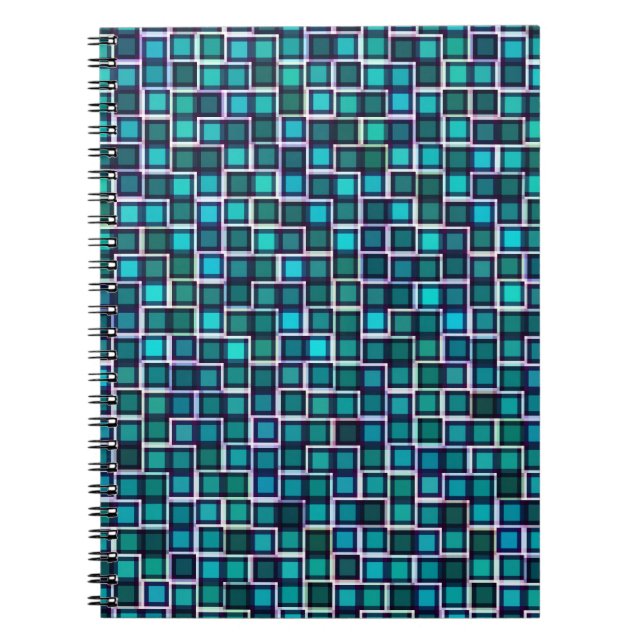 Abstract Blue Squares Pattern Notebook (Front)