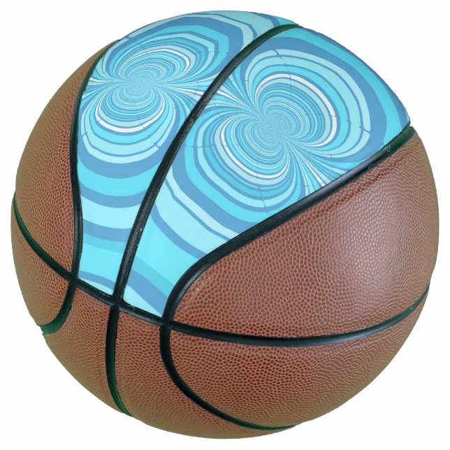 Abstract Blue Stripe Pattern Basketball (Angled)