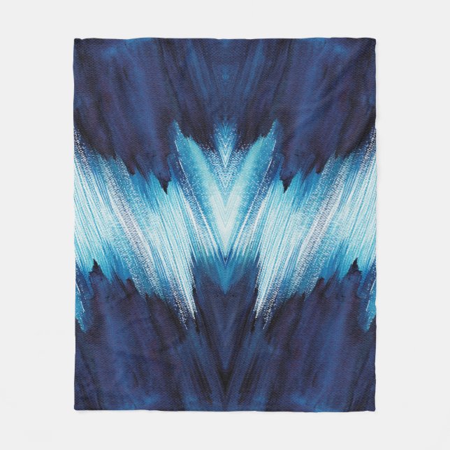 Abstract blue stroke watercolor , paint high-resol fleece blanket (Front)