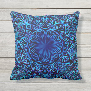 Abstract Blue Sun Outdoor Pillow