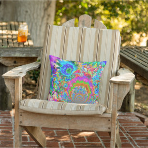 Abstract blue sunflower field   retro flowers outdoor pillow