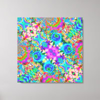 Abstract blue sunflowers - retro floral painting