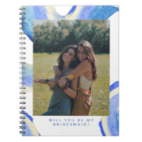 Abstract Blue Swirl Photo Bridesmaid Proposal 