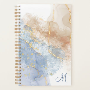 Abstract Blue, Taupe and Gold Planner
