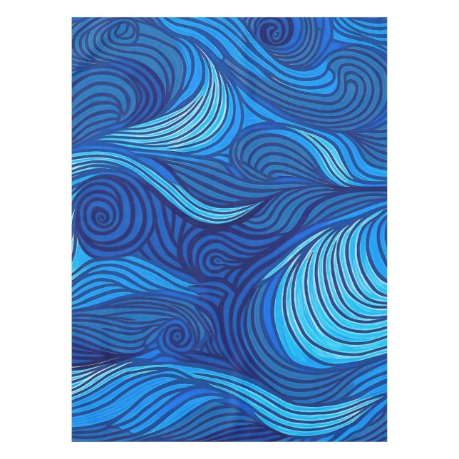 Abstract Blue Turquoise Ocean Water Waves | Tablecloth (Front)