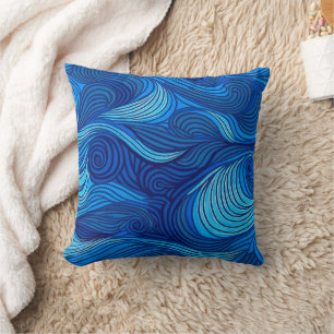 Abstract Blue Turquoise Ocean Water Waves   Throw Pillow