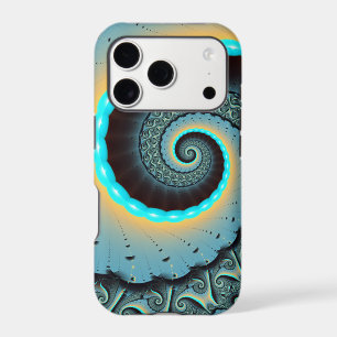 Abstract Blue Turquoise Orange Fractal Art Spiral