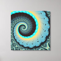 Abstract Blue Turquoise Orange Fractal Art Spiral