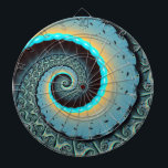 Abstract Blue Turquoise Orange Fractal Art Spiral Dartboard<br><div class="desc">A big and many small spirals,  like mother and children.
Fractal Art with depth.
Design for your dartboard and more.</div>