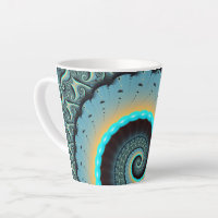 Abstract Blue Turquoise Orange Fractal Art Spiral