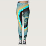 Abstract Blue Turquoise Orange Fractal Art Spiral Leggings<br><div class="desc">A big and many small spirals,  like mother and children.
Fractal art with depth.
Design for your leggings and more.</div>