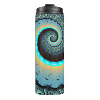 Abstract Blue Turquoise Orange Fractal Art Spiral