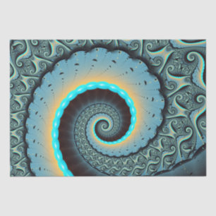 Abstract Blue Turquoise Orange Fractal Art Tissue Paper