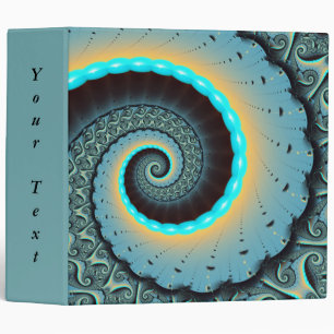 Abstract Blue Turquoise Orange Fractal Spiral Text Binder
