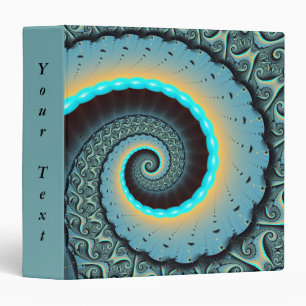 Abstract Blue Turquoise Orange Fractal Spiral Text Binder