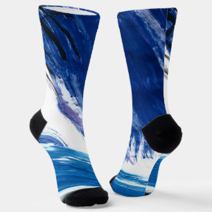 Abstract Blue Unique Watercolor Artistic Socks
