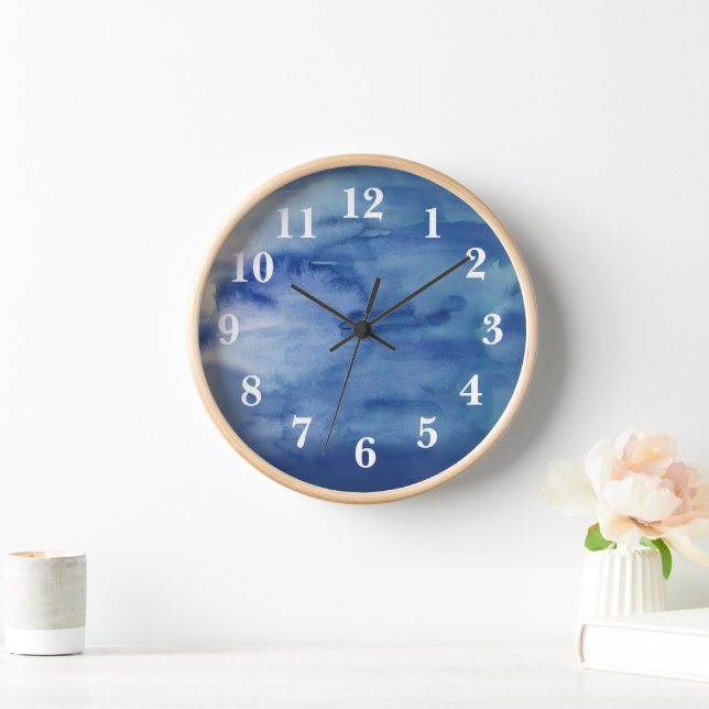 Abstract Blue Water Beach Decor Large Clock (Home)