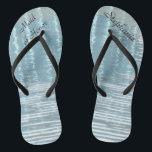 Abstract Blue Water Maid of Honor Name Wedding  Flip Flops<br><div class="desc">These personalized, comfortable Maid of Honor Flip Flops are a simple, elegant, and chic gift for members of the Bridal Party - Bride, Bridesmaid, Maid of Honor ... They will add to the festivities of your wedding day, bachelorette party, or other celebration. Great by the beach! Easy to customize name...</div>