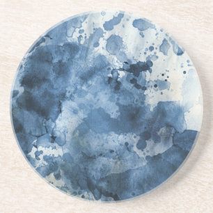 Abstract blue watercolor background coaster