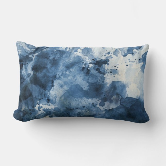 Abstract blue watercolor background lumbar pillow (Front)