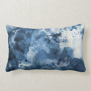 Abstract blue watercolor background lumbar pillow