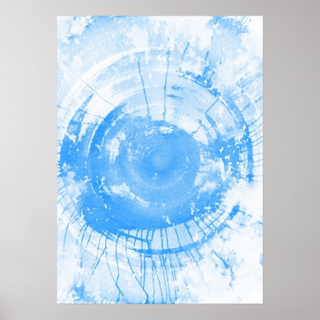 Abstract blue watercolor background, texture. poster (Front)