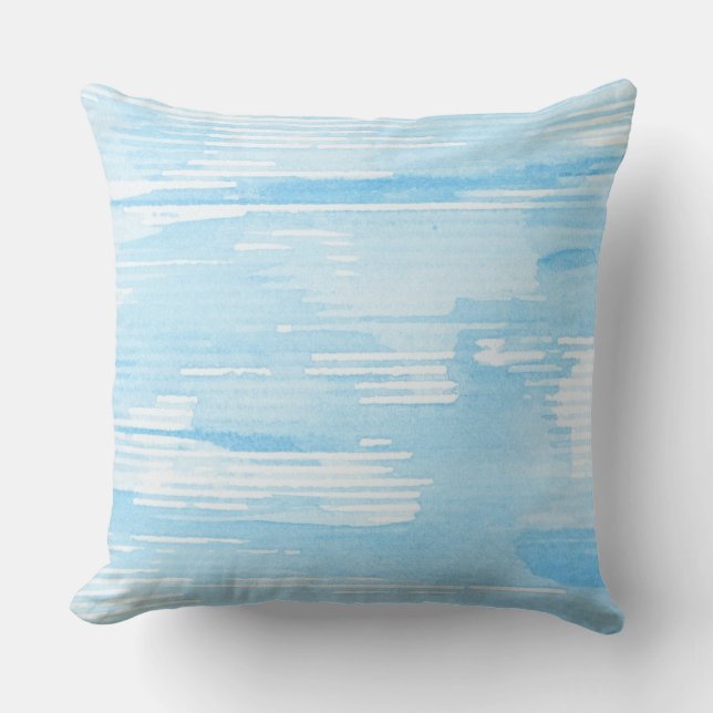 Abstract blue watercolor background, texture. throw pillow (Front)