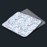 Abstract Blue Watercolor Curves on White Laptop Sleeve<br><div class="desc">Protect your laptop with a neoprene sleeve featuring light to dark blue painted curves showing a variety of paint strokes made with Prussian blue watercolor paint. The amount of water added varies the intensity of the colour. S curves, U's, and other scrolling shapes on a white textured background are reproduced...</div>
