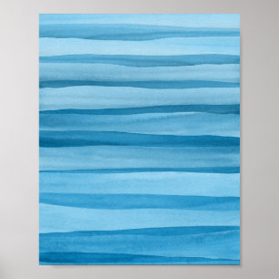 Abstract Blue Watercolor Lines Poster