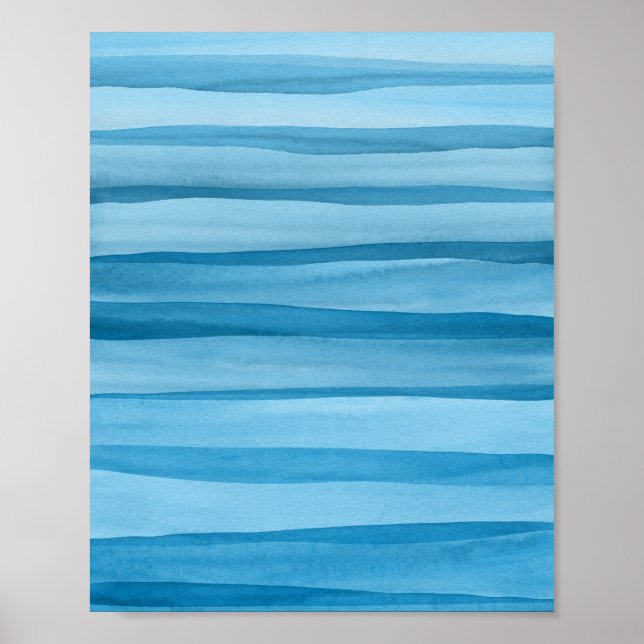 Abstract Blue Watercolor Lines Poster (Front)