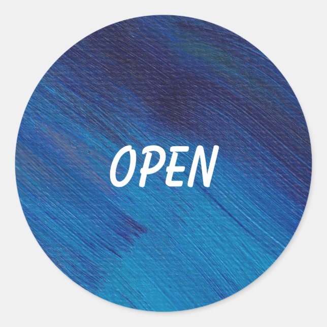 Abstract Blue Watercolor Round Sticker (Front)