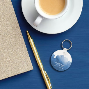 Abstract blue watercolor splash make up art keychain
