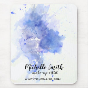 Abstract blue watercolor splash make up artist mouse pad