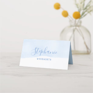 Abstract blue watercolour place card, baby shower place card