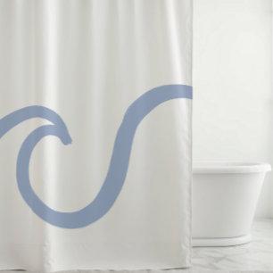 Abstract Blue Wave Minimalist Shower Curtain