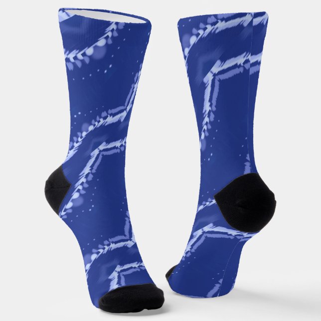 Abstract blue waves pattern socks (Angled)