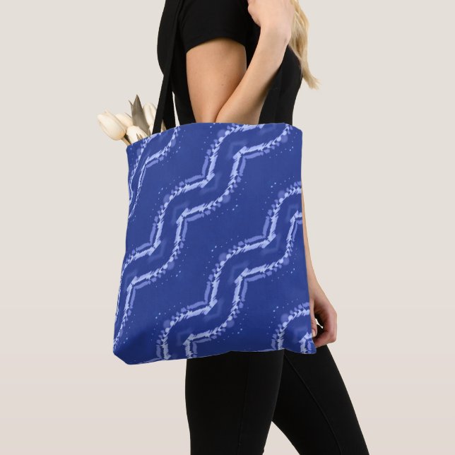 Abstract blue waves pattern tote bag (Close Up)