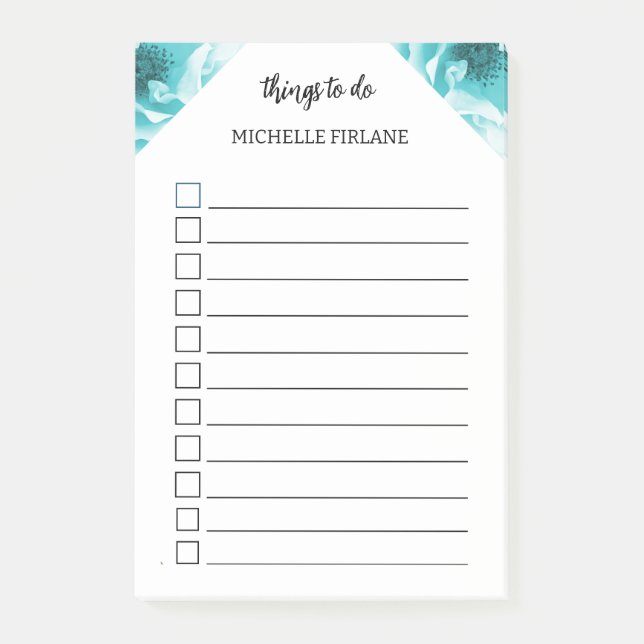Abstract Blue & White Florals Post-it Notes (Front)