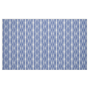 Abstract Blue White Geometric  Pattern Fabric