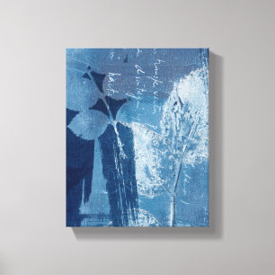 Abstract Blue & White Watercolor Foliage  Canvas Print