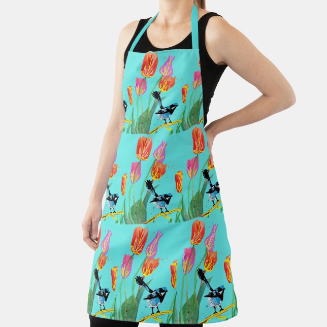 Abstract Blue Wren Australian Bird Birds Apron  (Insitu)