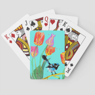 Abstract Blue Wren Australian Bird Birds Notebook Playing Cards